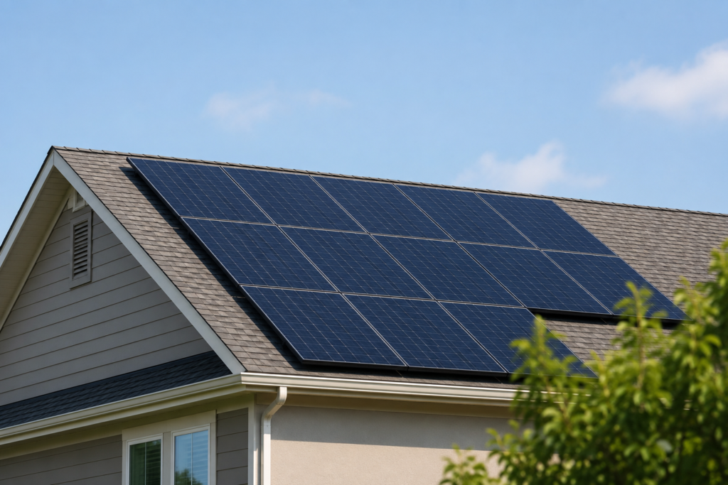 How many solar panels do I need - solar panels installed on house rooftop
