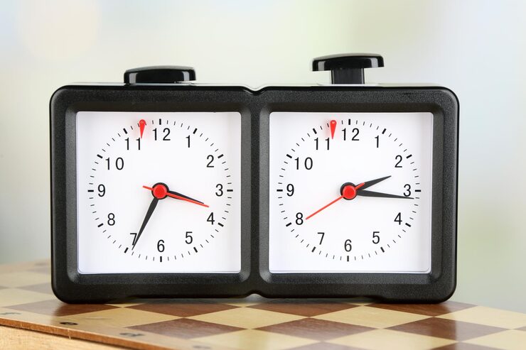 hours between two times shown on a dual chess clock timer